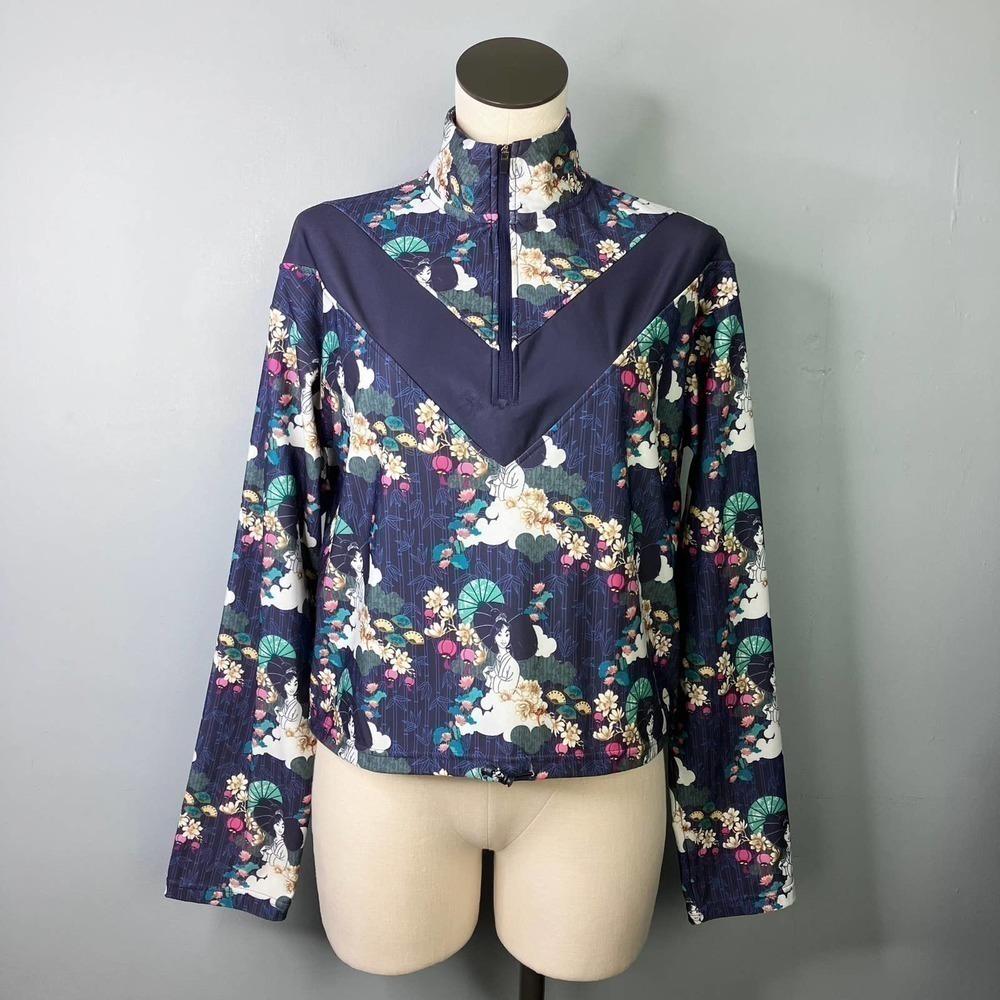 BLACKMILK  Disney Mulan For Honour Funnel Neck Quarter Zip Crop Pullover Size S